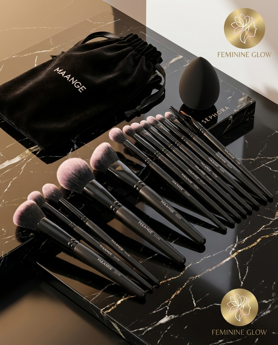 Pro Makeup Brush Kit – 20PCS Black Luxury Set