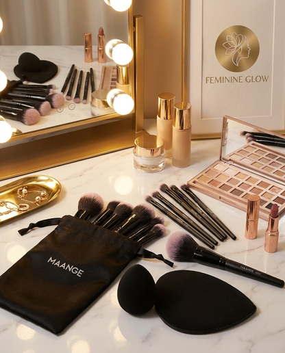 Pro Makeup Brush Kit – 20PCS Black Luxury Set